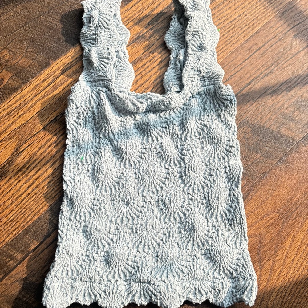 Free People Blue Ribbed Tank Top